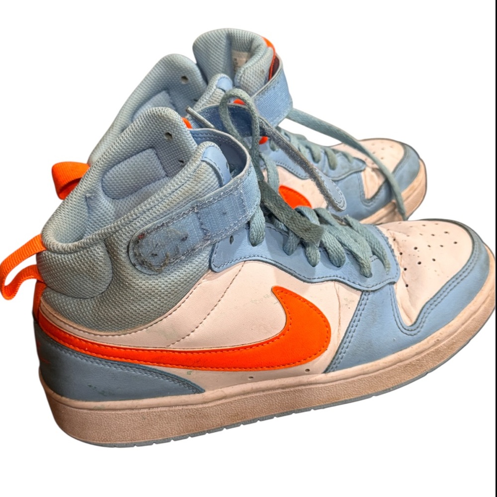 Nike court borough mid 2 BG Aquarius blue and orange size 5.5 HF 4791- 407